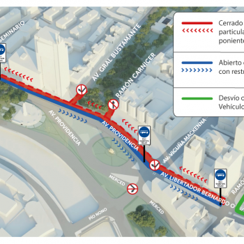 Atención con desvíos en Plaza Baquedano por obras de Nueva Alameda – Providencia