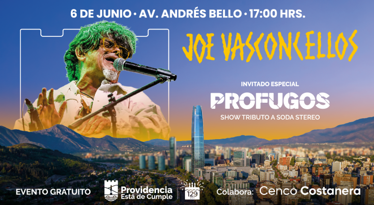 Providencia celebra 129 años de vida con show gratuito de Joe Vasconcellos